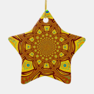Golden Kaleidoscope Art-utskrift Julgransprydnad Keramik