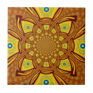 Golden Kaleidoscope Art-utskrift Kakelplatta