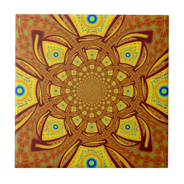 Golden Kaleidoscope Art-utskrift Kakelplatta (Framsidan)