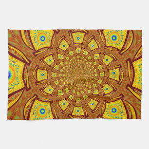 Golden Kaleidoscope Art-utskrift Kökshandduk