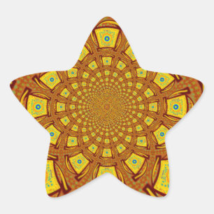 Golden Kaleidoscope Art-utskrift Stjärnformat Klistermärke