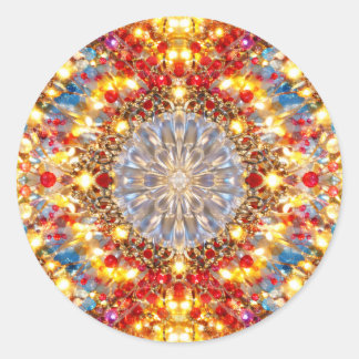 Golden Kaleidoscope Mandala – Sparkling Sticker Runt Klistermärke