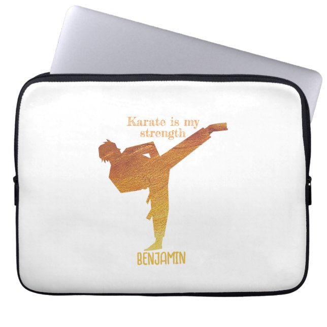Golden Karate Figur Modern Typografi Laptop Fodral (Framsidan)