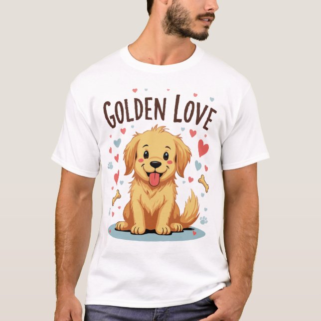 Golden Kärlek - Adsible Golden Retriever T Shirt (Framsida)