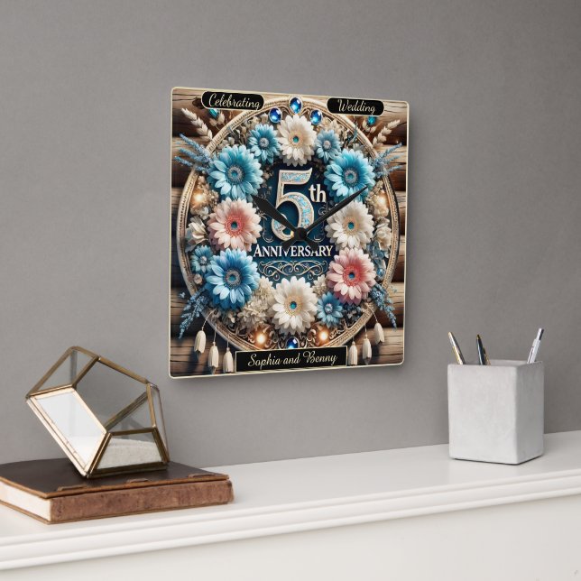 Golden Kärlek: Femtonårsfirande Fyrkantig Klocka (Kontor)