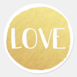 Golden Kärlek Helgdag Sticker Runt Klistermärke