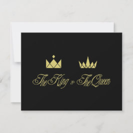 Golden King and Queen Crowns for Wedding Anteckningskort