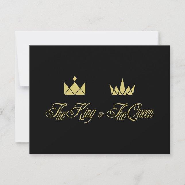 Golden King and Queen Crowns for Wedding Anteckningskort (Framsida)