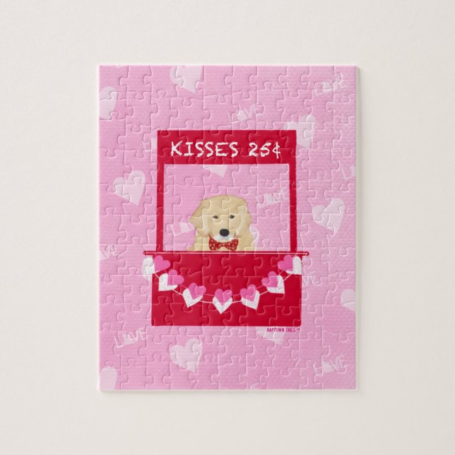 Golden Kissing Booth Valentiness Jigszle Puzzle Pussel (Vertikal)