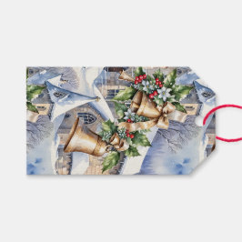 Golden Klockor på juldagen Presentetikett