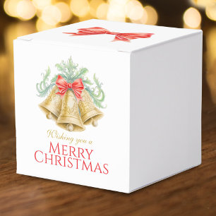 Golden klockor vattencolor grönt red christmas presentaskar