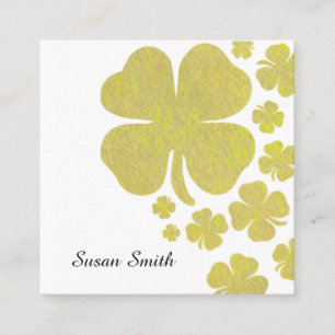 Golden Klöver Shamrock Elegant Juvelry Visning Fyrkantigt Visitkort