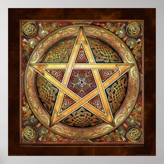 Golden Knotwork Pentacle-Poster (22 x 22 tum) Poster