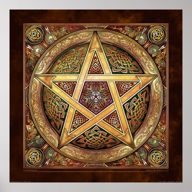 Golden Knotwork Pentacle-Poster (22 x 22 tum) Poster (Framsidan)