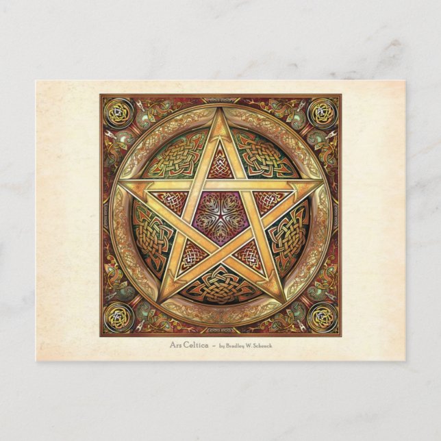 Golden Knotwork Pentacle-vykort Vykort (Framsida)