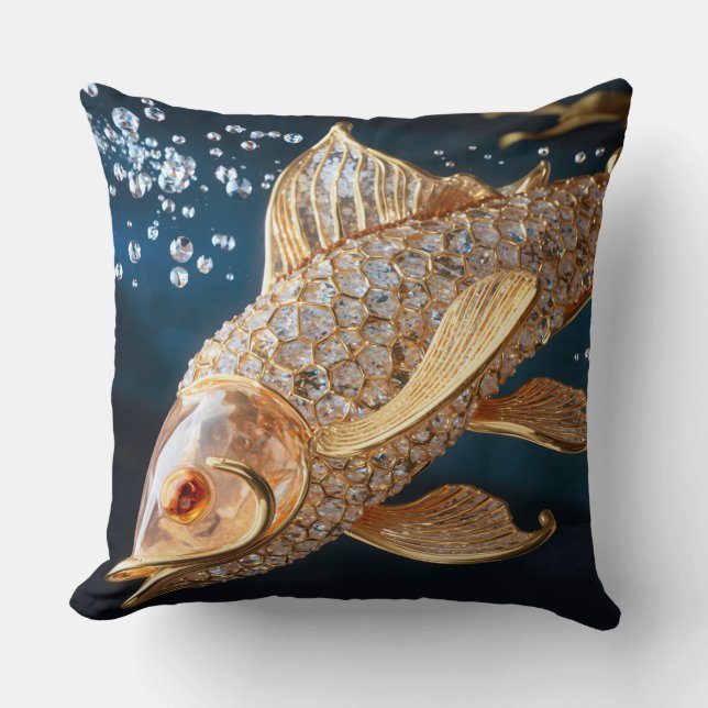 Golden Koi Fish Glass Fish|Dekorativ kudde (Framsida)