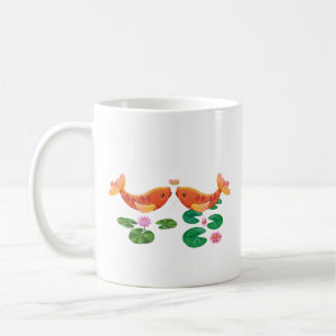 Golden koi-fisk med lotus blommor Kaffe Mugg