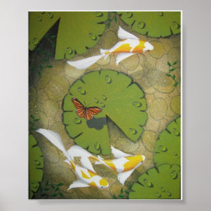 Golden koi-målning poster