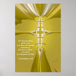 Golden Kor Fractal Art med Bible Verse Poster