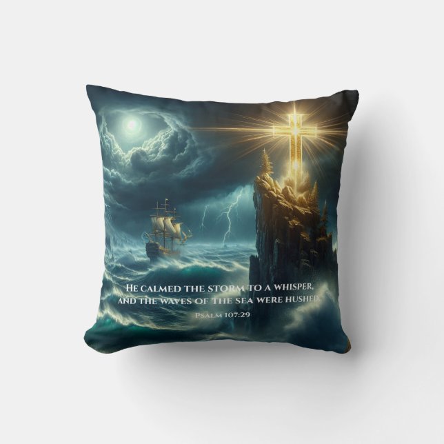 Golden Kor Guiding a Frakt on a Stormy Sea Kudde (Framsida)