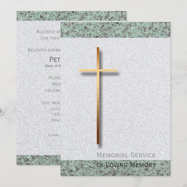 Golden Kor Stone 1 Funeral Notice Inbjudningar (Fram/baksida)