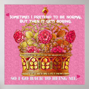 Golden Krona av blommor med Roligt Poster