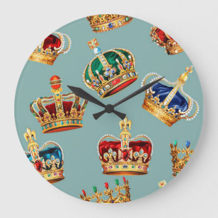 Golden Krona Baroque Mode Struktur Stor Klocka