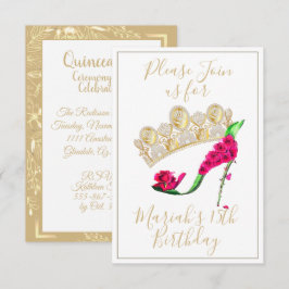 Golden Krona, Blommigt Fairy High Heel Shoe Inbjudningar