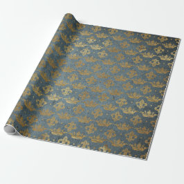 Golden Krona Confetti Royal Grått Blue Velvet Presentpapper
