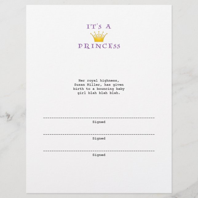 Golden Krona "Det är en prinsessa" med guidetypsni (Framsida)