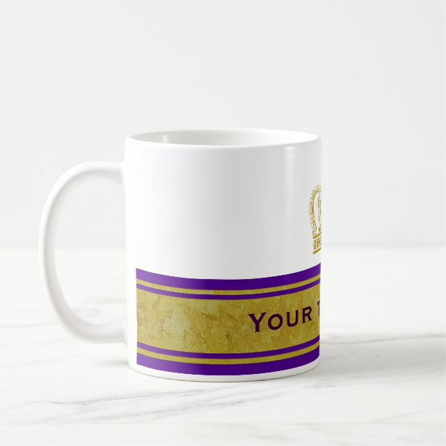 Golden Krona + din text och bakgrund Kaffemugg (Vänster)