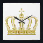 Golden Krona   dina idéer Fyrkantig Klocka<br><div class="desc">Lönsam grafik designad av EDDA Froehlich | Den vackra guldfärgade krona är lätt att anpassa till party eller evenemanget genom att lägga till information om evenemanget,  teckensnittet stil,  teckensnittet storlek & färg och ordalydelsen. Det är för alla självsäkra människor | För andra formgivningar och produkter kontakta mig gärna: contact@eddart.de</div>