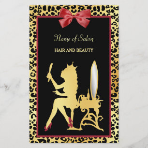 Golden Krona Leopard Red Bow Salon Grand Open Flygblad