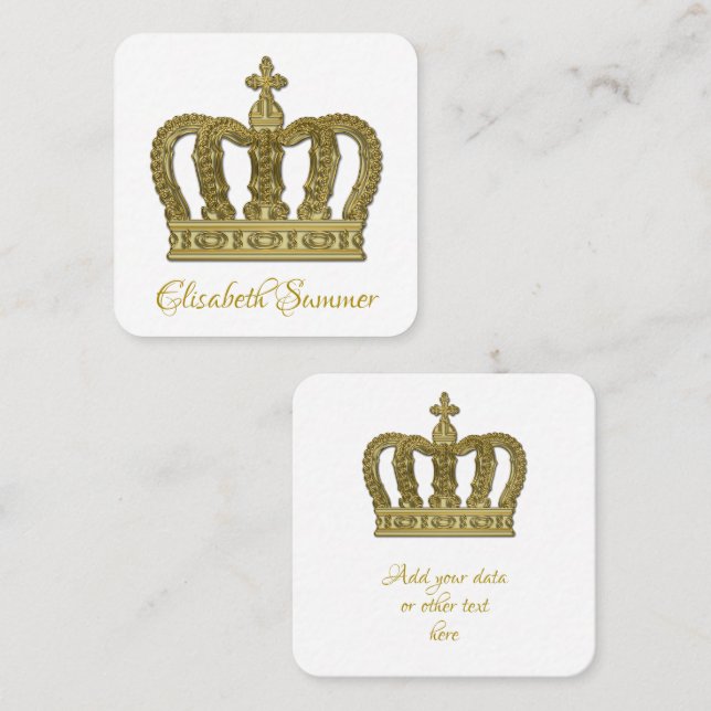Golden Krona - lyxfritt royal Square 2 Fyrkantigt Visitkort (Fram/baksida)