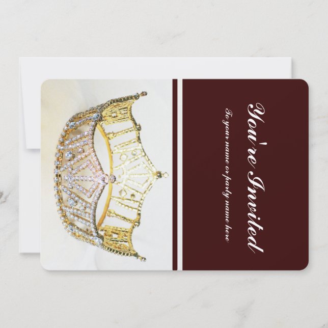 Golden Krona och Brown Metallic Inbjudan (Framsida)