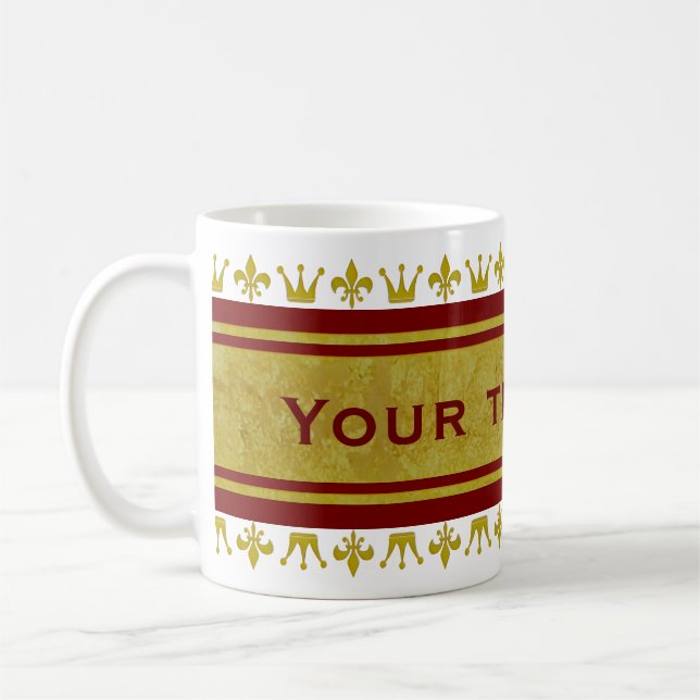 Golden Krona och Lily Gräns + din text Kaffemugg (Vänster)