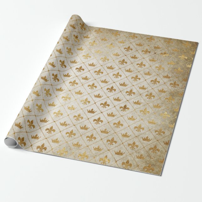 Golden Krona Royal Grungy Ivory Velvet Presentpapper (Utrullad)
