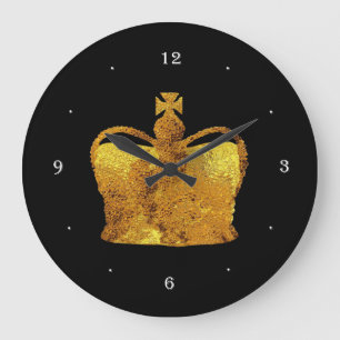 Golden Krona Wall Clock Stor Klocka