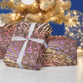 Golden Kurvor Neon Blommigts X'mas Wrapping Papper Presentpapper