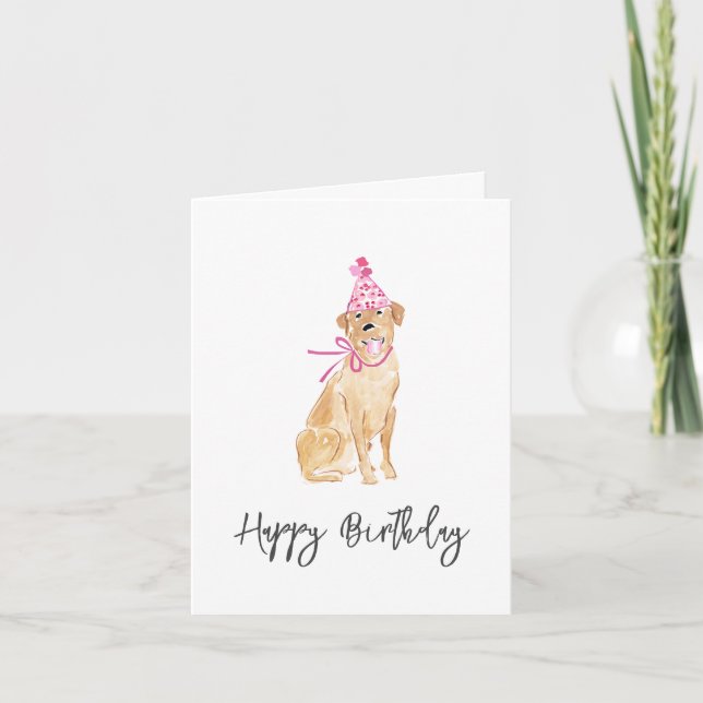 Golden Lab Birthday Hat Pet Sweet Anteckningskort (Framsida)