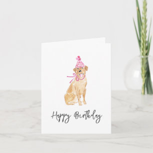 Golden Lab Birthday Hat Pet Sweet Anteckningskort