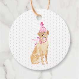 Golden Lab Hund Hat Balloons Firande Birthday Gåvor Etiketter