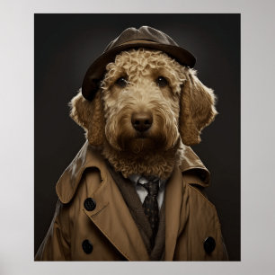 Golden Labradoodle som Sherlock Holmes Poster
