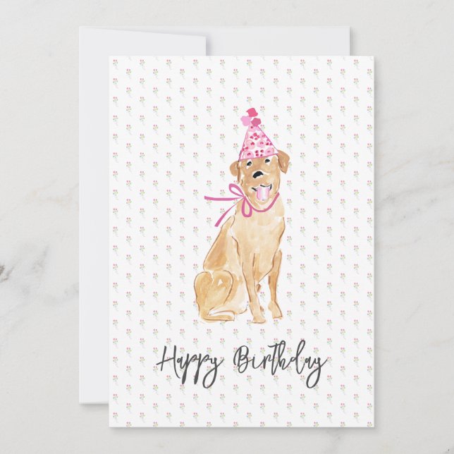 Golden Labrador Birthday Hat Balloons Hund Pet Rol (Framsida)