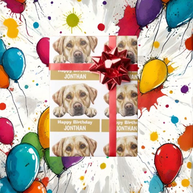 Golden Labrador grattis på födelsedagen söt Presentpapper (As a fellow dog lover, I know how much you adore your golden Labrador)