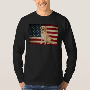 Golden Labrador hämtar amerikansk Flagga Pet Anima T Shirt