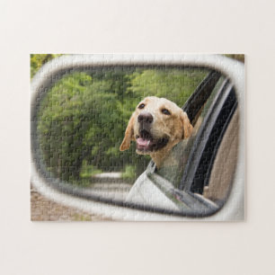 Golden Labrador i Rearview Spegel Pussel