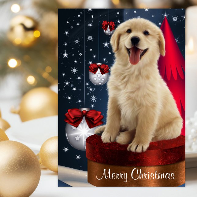 Golden Labrador Retriever-julkort Helgkort (Skapare uppladdad)