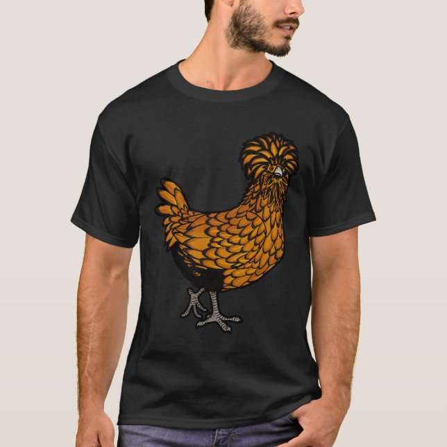 Golden Laced Poland Chicken T Shirt (Framsida)