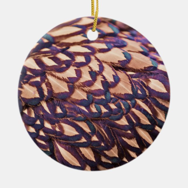 Golden Laced Wyandotte Chicken Julgransprydnad Keramik (Framsidan)